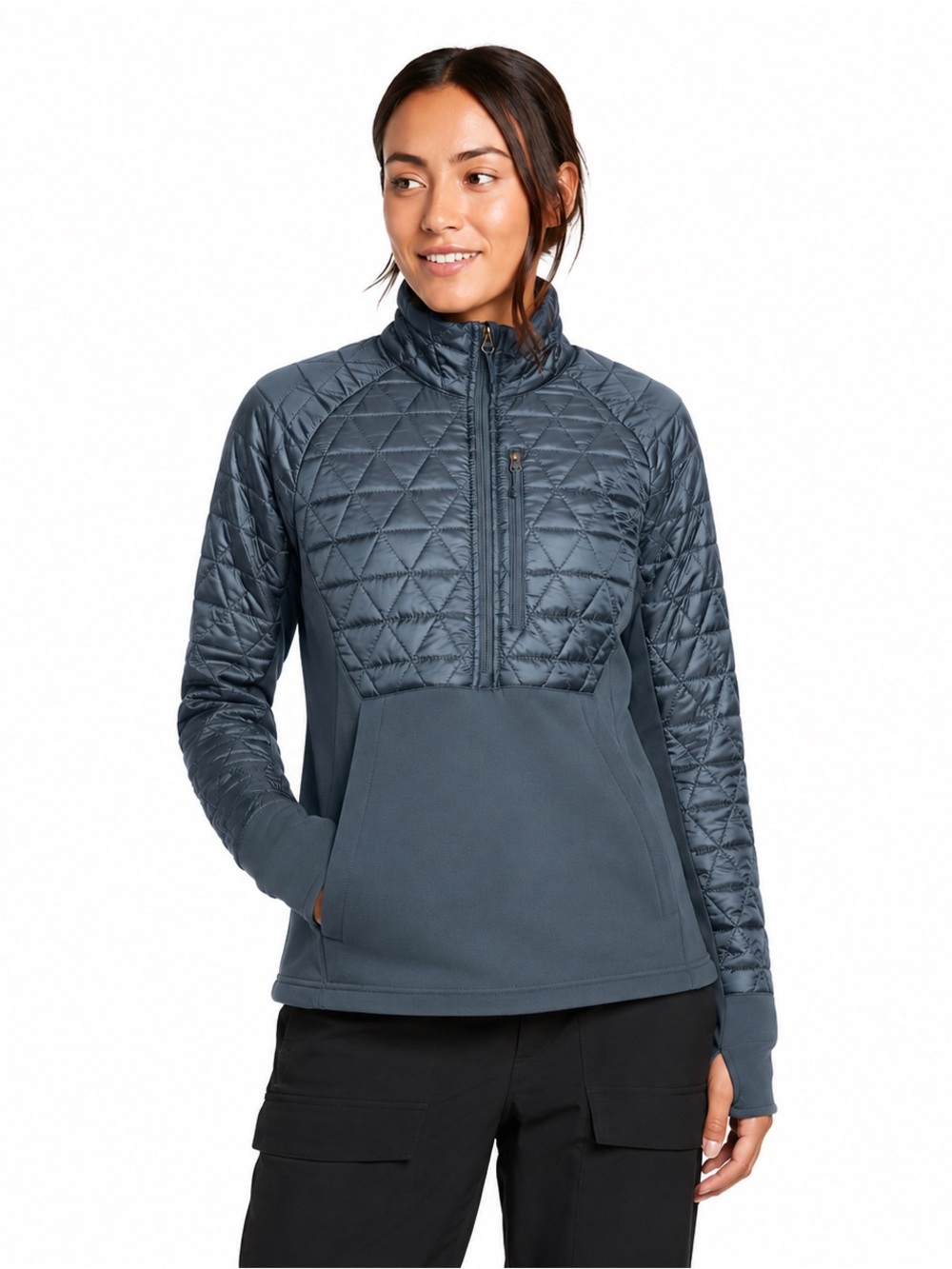 Eddie Bauer Women’s Chair 6 Hybrid Half Zip Quilted Panel Half-Zip Jacket Large